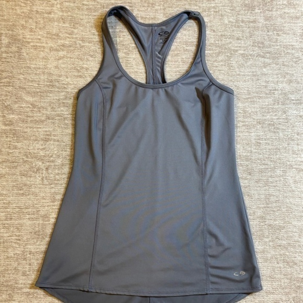 Champion women’s gray duo dry fitted racer back tank top size small